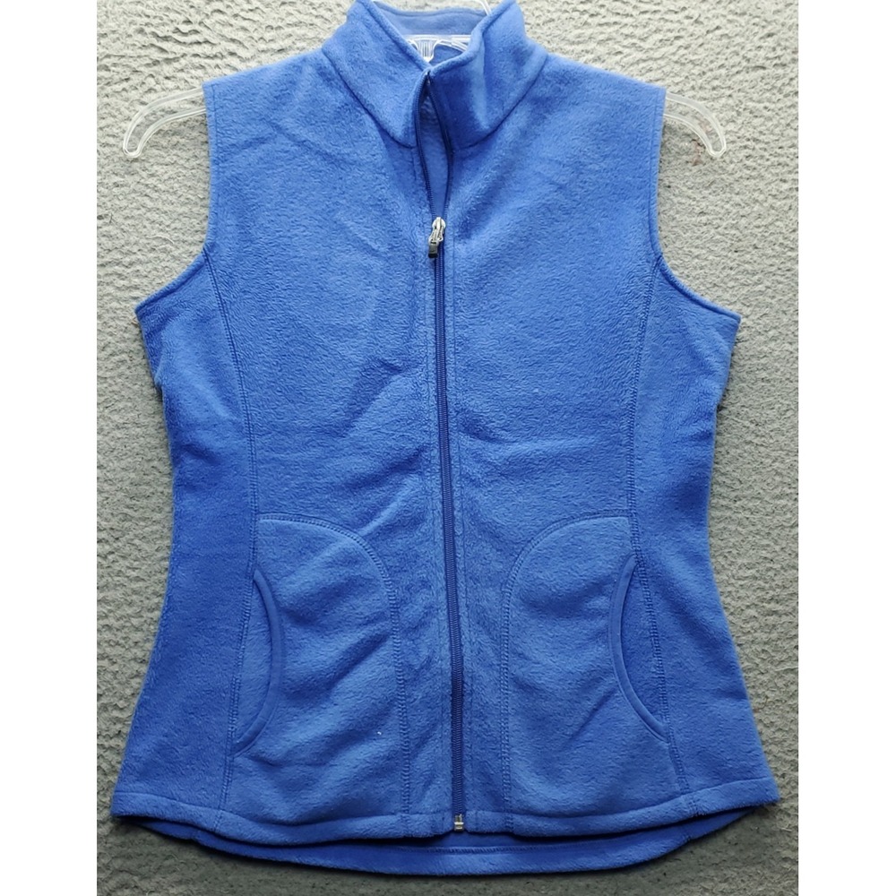Woolrich Fleece Vest Womens Small Blue‎ Slim Fit Activewear Mock Neck Full Zip